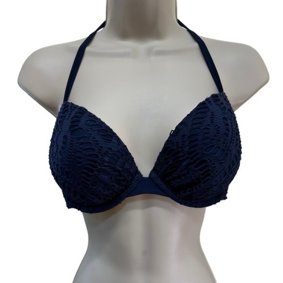 Aerie Navy Blue Padded Mesh Bikini Top - Picture 1 of 5